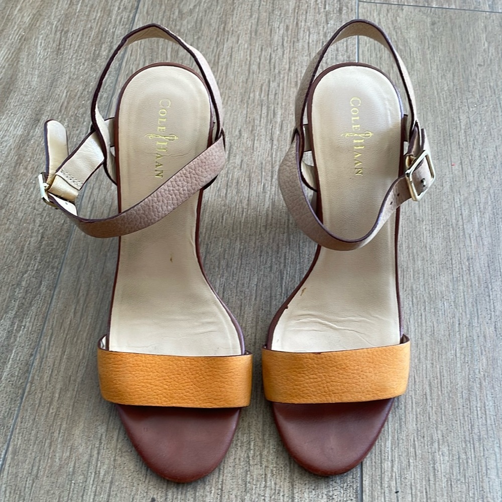 Cole Haan Leather Strappy Color Block Heels